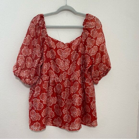 Cato Womens Floral Babydoll Square Neck Blouse Size XL NWT Fairy Garden Coquette - Picture 7 of 11